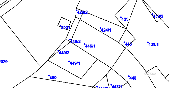 Parcela st. 446/1 v KÚ Klobouky u Brna, Katastrální mapa