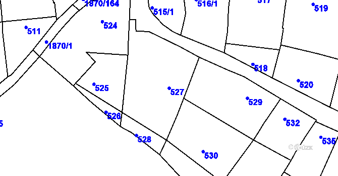 Parcela st. 527 v KÚ Klobouky u Brna, Katastrální mapa