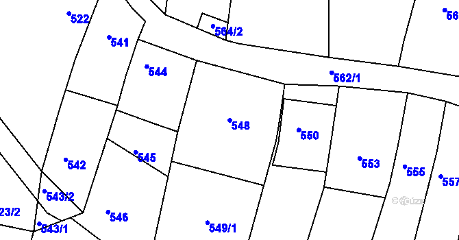 Parcela st. 548 v KÚ Klobouky u Brna, Katastrální mapa