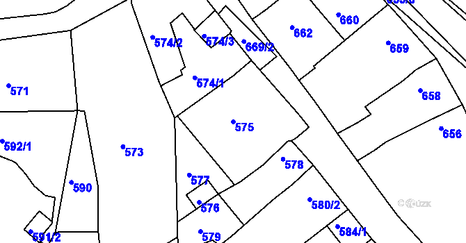Parcela st. 575 v KÚ Klobouky u Brna, Katastrální mapa