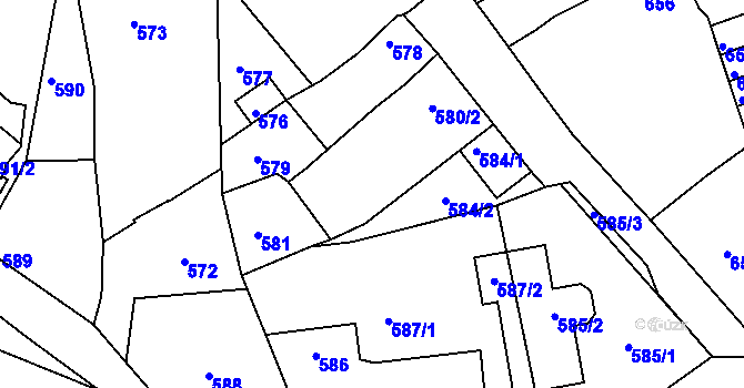Parcela st. 582 v KÚ Klobouky u Brna, Katastrální mapa