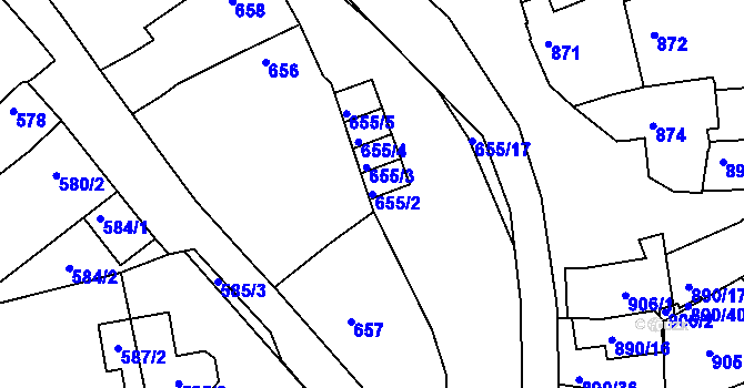 Parcela st. 655/2 v KÚ Klobouky u Brna, Katastrální mapa