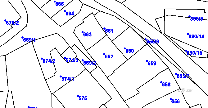 Parcela st. 662 v KÚ Klobouky u Brna, Katastrální mapa