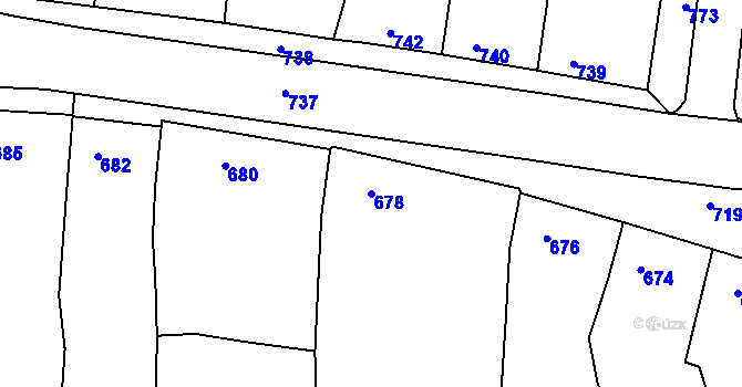 Parcela st. 678 v KÚ Klobouky u Brna, Katastrální mapa
