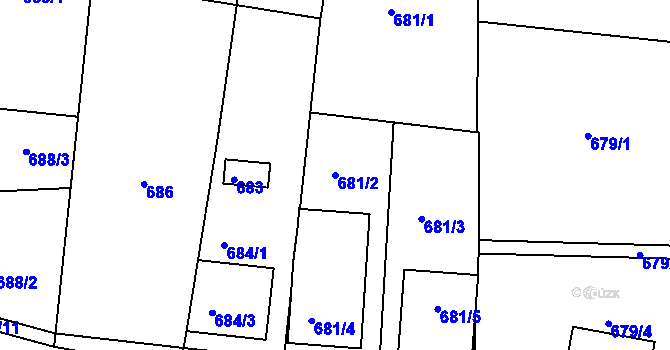Parcela st. 681/2 v KÚ Klobouky u Brna, Katastrální mapa