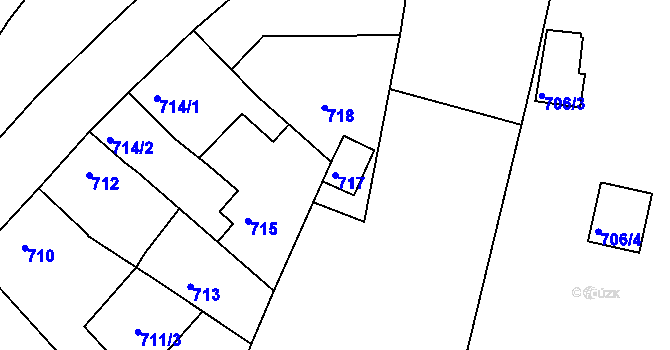 Parcela st. 717 v KÚ Klobouky u Brna, Katastrální mapa