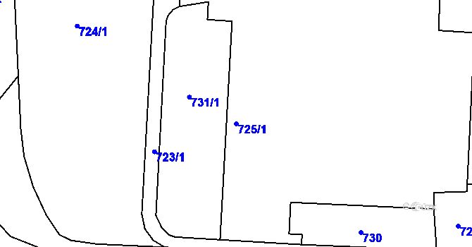Parcela st. 725/1 v KÚ Klobouky u Brna, Katastrální mapa