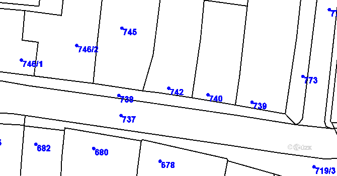 Parcela st. 742 v KÚ Klobouky u Brna, Katastrální mapa