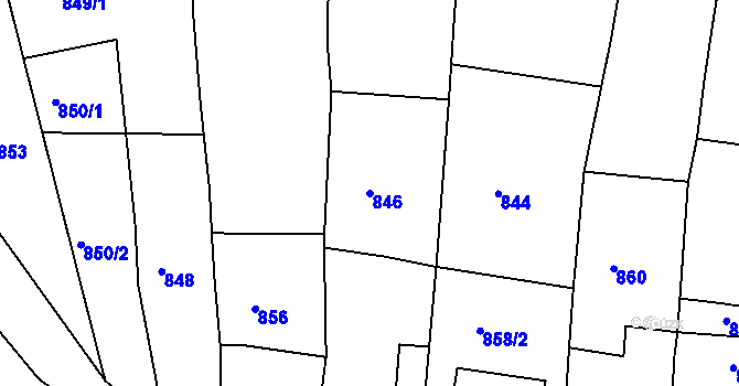 Parcela st. 846 v KÚ Klobouky u Brna, Katastrální mapa