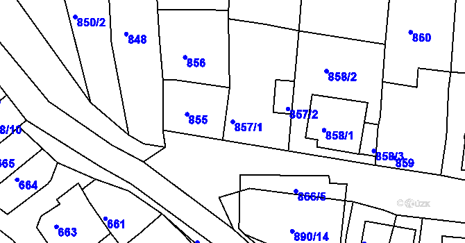Parcela st. 857/1 v KÚ Klobouky u Brna, Katastrální mapa