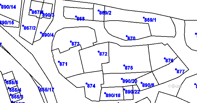 Parcela st. 872 v KÚ Klobouky u Brna, Katastrální mapa