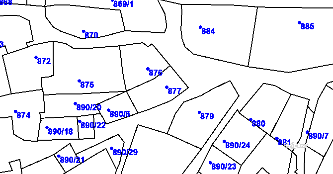 Parcela st. 877 v KÚ Klobouky u Brna, Katastrální mapa