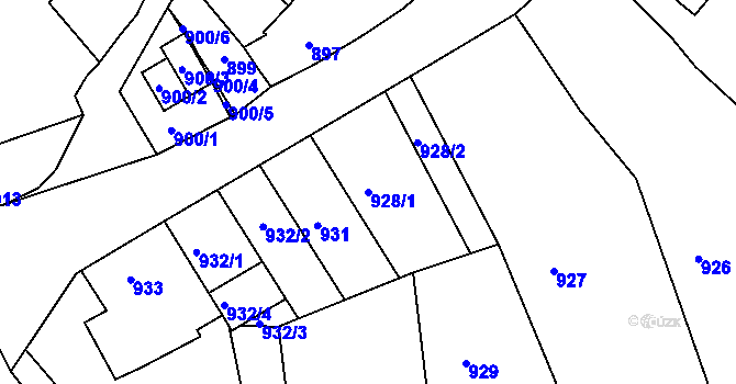 Parcela st. 928/1 v KÚ Klobouky u Brna, Katastrální mapa