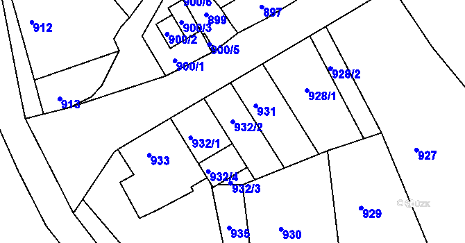 Parcela st. 932/2 v KÚ Klobouky u Brna, Katastrální mapa