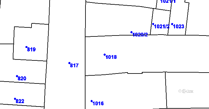 Parcela st. 1018 v KÚ Klobouky u Brna, Katastrální mapa