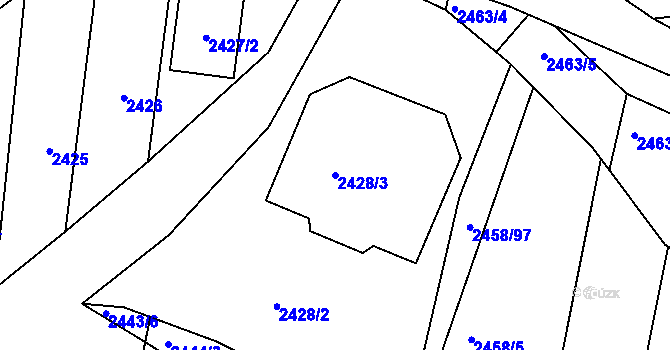Parcela st. 2428/3 v KÚ Klobouky u Brna, Katastrální mapa