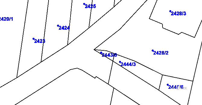 Parcela st. 2443/6 v KÚ Klobouky u Brna, Katastrální mapa