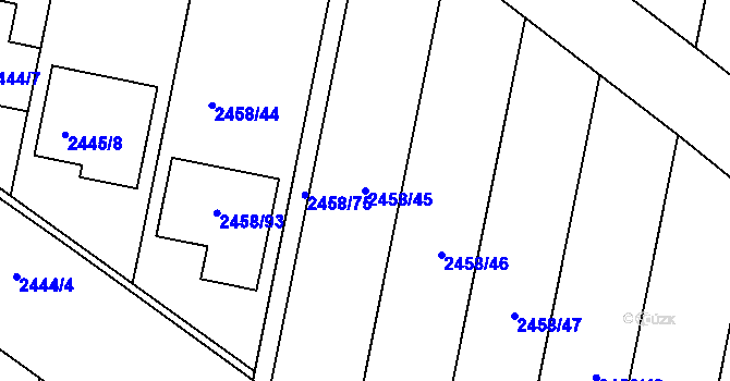 Parcela st. 2458/45 v KÚ Klobouky u Brna, Katastrální mapa