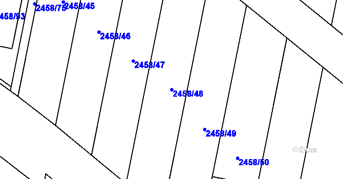 Parcela st. 2458/48 v KÚ Klobouky u Brna, Katastrální mapa