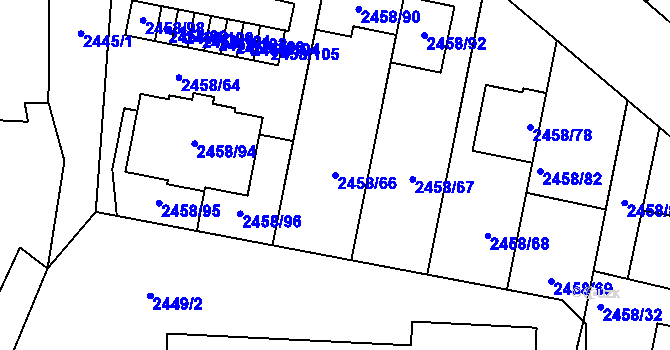 Parcela st. 2458/66 v KÚ Klobouky u Brna, Katastrální mapa