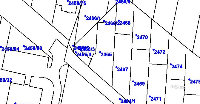 Parcela st. 2465 v KÚ Klobouky u Brna, Katastrální mapa