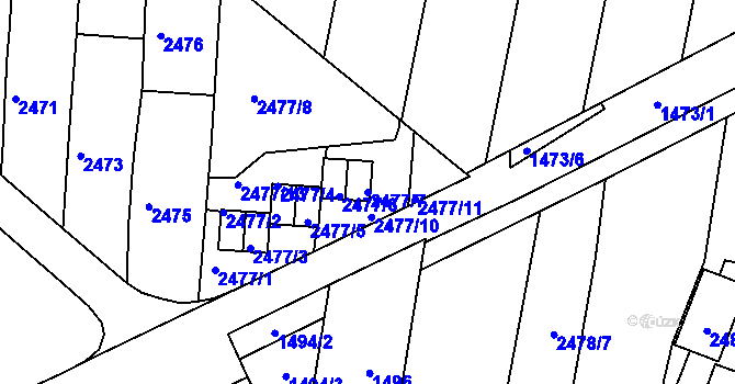 Parcela st. 2477/7 v KÚ Klobouky u Brna, Katastrální mapa