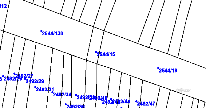 Parcela st. 2544/16 v KÚ Klobouky u Brna, Katastrální mapa