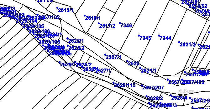 Parcela st. 2567/1 v KÚ Klobouky u Brna, Katastrální mapa