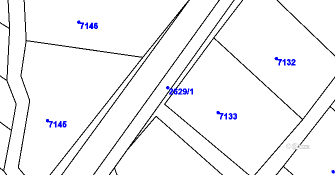 Parcela st. 2629/1 v KÚ Klobouky u Brna, Katastrální mapa