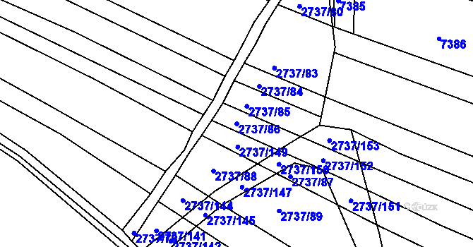 Parcela st. 2737/86 v KÚ Klobouky u Brna, Katastrální mapa