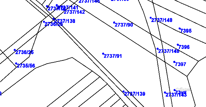 Parcela st. 2737/91 v KÚ Klobouky u Brna, Katastrální mapa