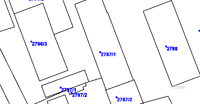 Parcela st. 2787/1 v KÚ Klobouky u Brna, Katastrální mapa