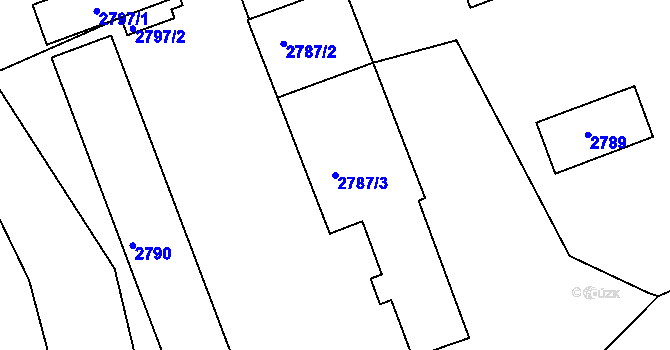 Parcela st. 2787/3 v KÚ Klobouky u Brna, Katastrální mapa
