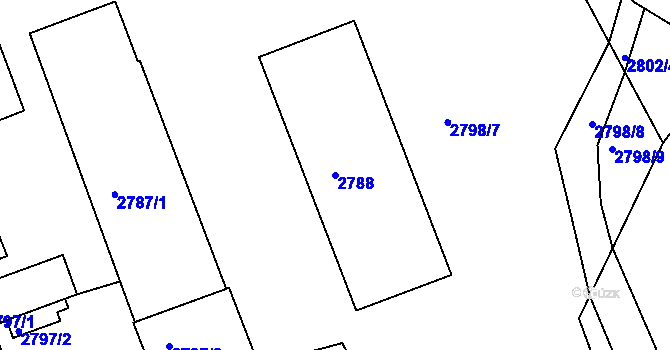 Parcela st. 2788 v KÚ Klobouky u Brna, Katastrální mapa