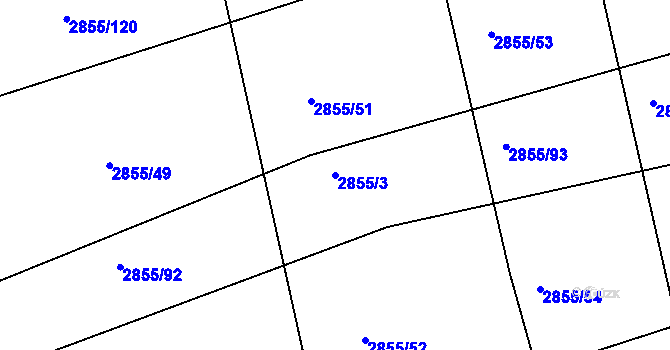 Parcela st. 2855/3 v KÚ Klobouky u Brna, Katastrální mapa