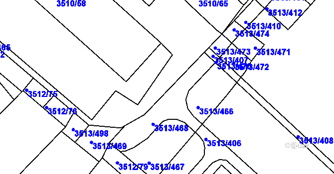 Parcela st. 3510/64 v KÚ Klobouky u Brna, Katastrální mapa