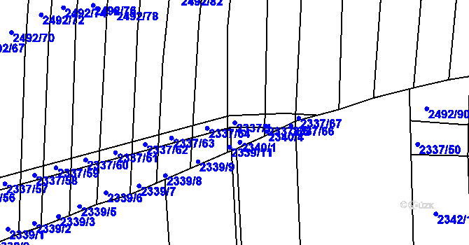 Parcela st. 2337/1 v KÚ Klobouky u Brna, Katastrální mapa