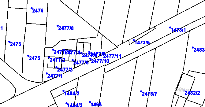 Parcela st. 2477/11 v KÚ Klobouky u Brna, Katastrální mapa