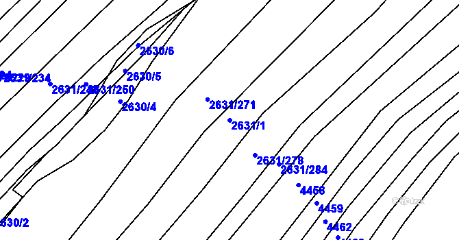 Parcela st. 2631/1 v KÚ Klobouky u Brna, Katastrální mapa