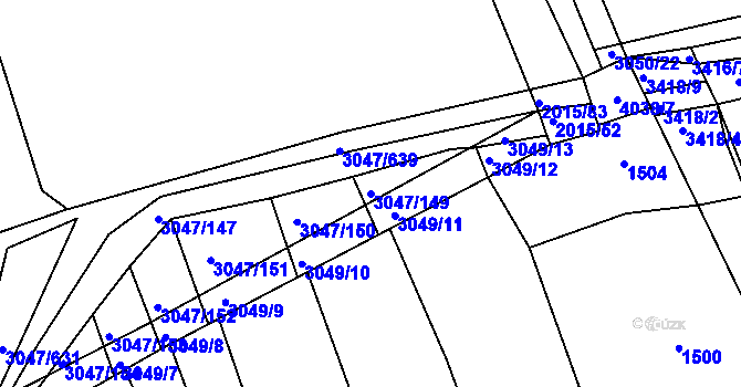 Parcela st. 3047/149 v KÚ Klobouky u Brna, Katastrální mapa