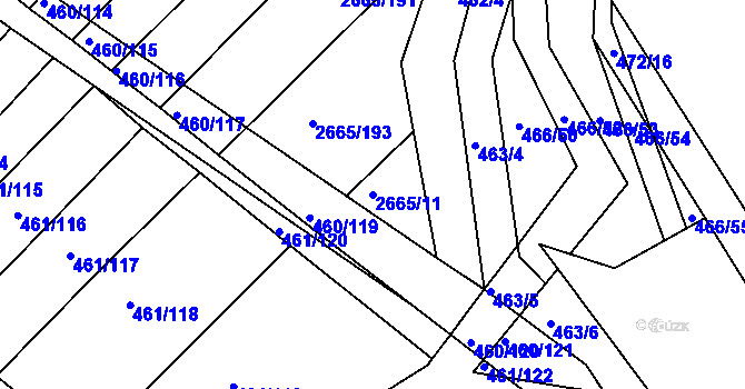 Parcela st. 2665/11 v KÚ Klobouky u Brna, Katastrální mapa