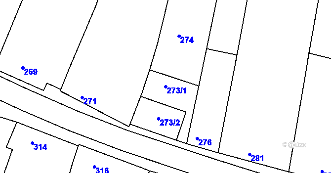 Parcela st. 273/1 v KÚ Klobouky u Brna, Katastrální mapa