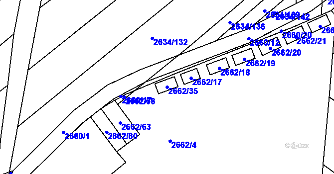 Parcela st. 2662/35 v KÚ Klobouky u Brna, Katastrální mapa
