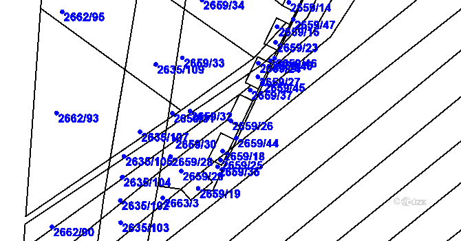 Parcela st. 2659/26 v KÚ Klobouky u Brna, Katastrální mapa
