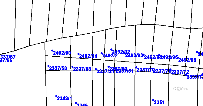 Parcela st. 2492/2 v KÚ Klobouky u Brna, Katastrální mapa