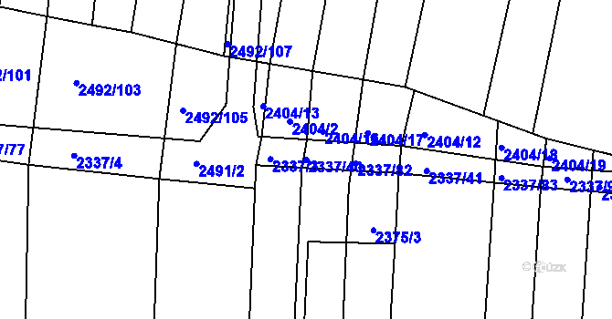 Parcela st. 2337/40 v KÚ Klobouky u Brna, Katastrální mapa