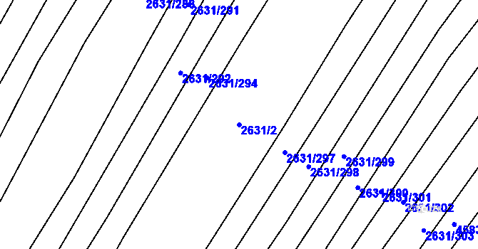 Parcela st. 2631/2 v KÚ Klobouky u Brna, Katastrální mapa