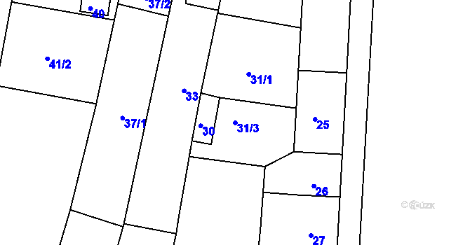 Parcela st. 31/3 v KÚ Klobouky u Brna, Katastrální mapa
