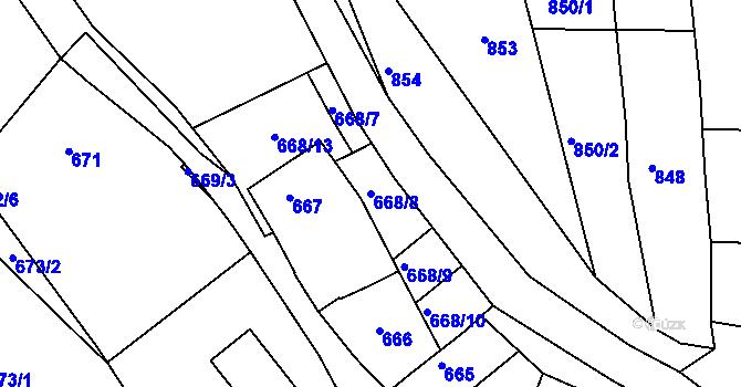 Parcela st. 668/8 v KÚ Klobouky u Brna, Katastrální mapa