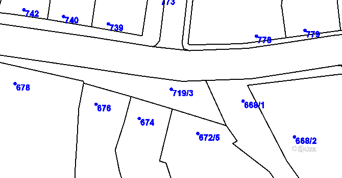 Parcela st. 719/3 v KÚ Klobouky u Brna, Katastrální mapa